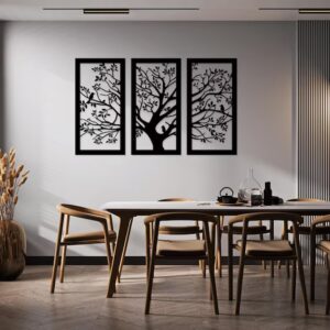 תמונת 3 חלקים- עצים וציפורים